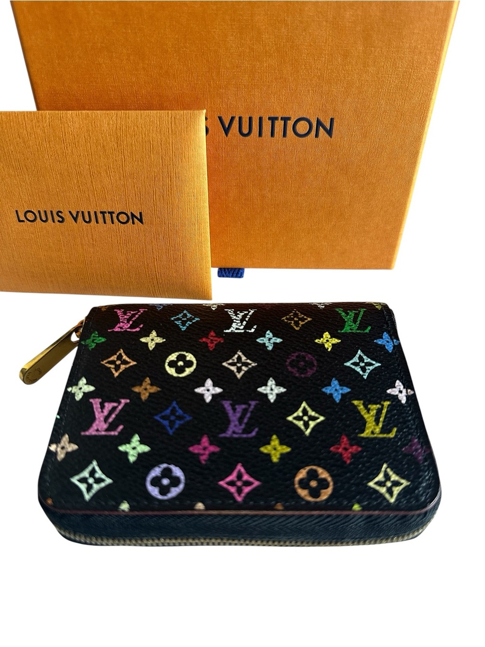 Louis Vuitton Takashi Murakami Multicolore Zippy Purse Coin Black Grenade TS1131
